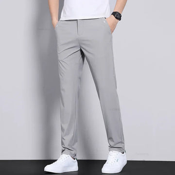 Vigoratti Line™ – Ultra-Thin Ice Silk Men’s Trousers – Quick-Dry Slim Straight Business Casual Pants
