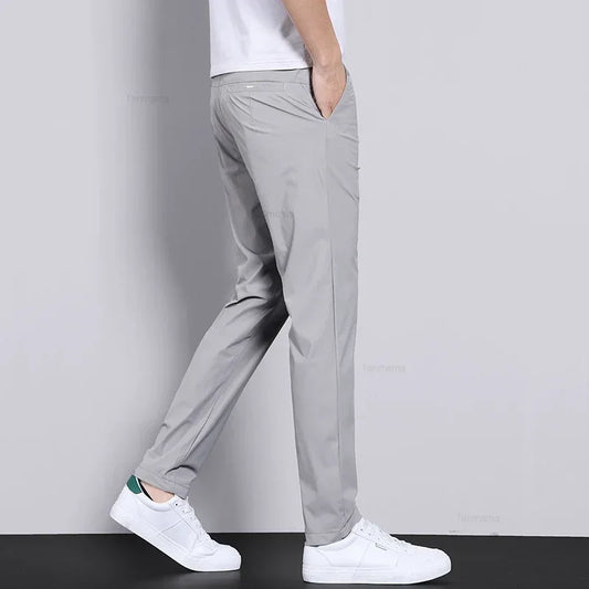 Vigoratti Line™ – Ultra-Thin Ice Silk Men’s Trousers – Quick-Dry Slim Straight Business Casual Pants