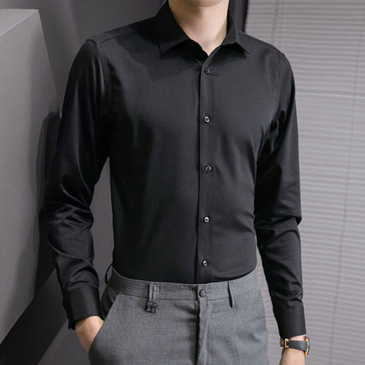 Vigoratti UrbanWear™ – Men's Classic White Long Sleeve Business Shirt